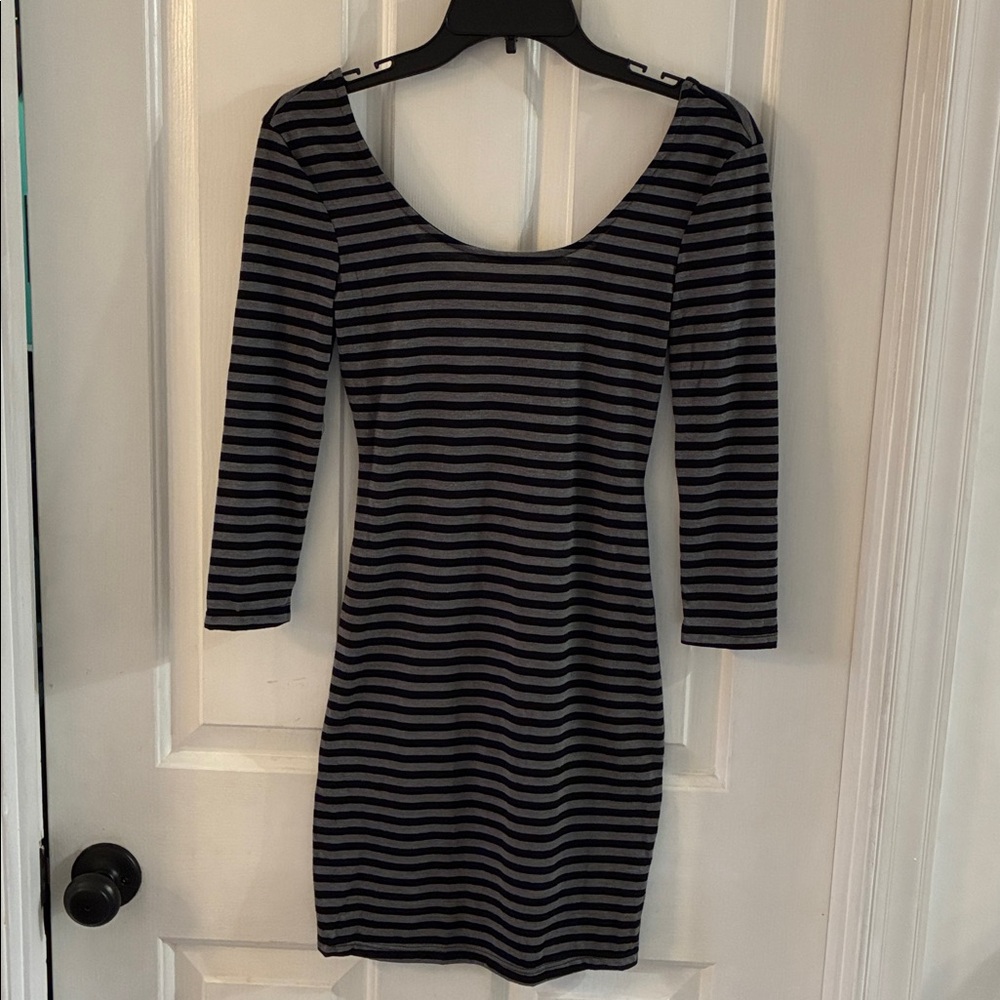 Charlotte Russe Striped Black and Gray Dress